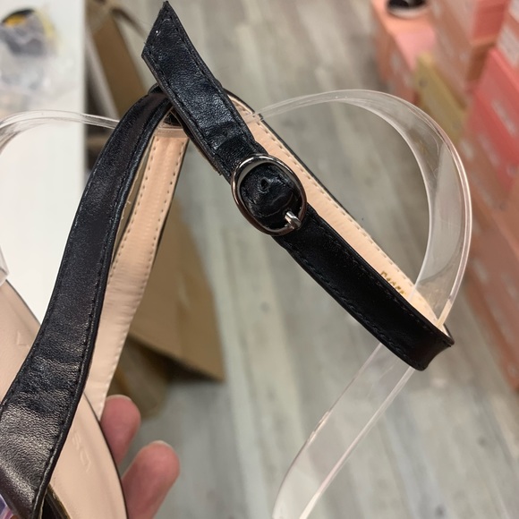 Empress Cone Wedge Glass Heel in Black Faux Leather - Picture 4 of 9